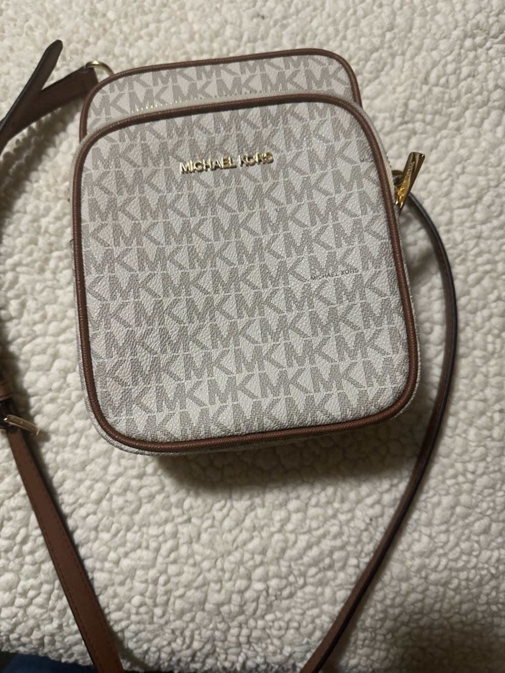 MICHAEL KORS Signature Logo Crossbody Bag - Beige/Tan